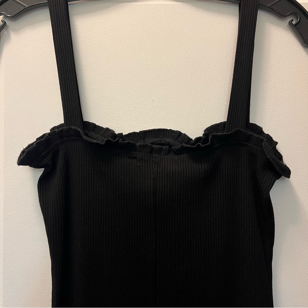 Black Ribbed Button Down Bodycon Mini Dress - Picture 5 of 9